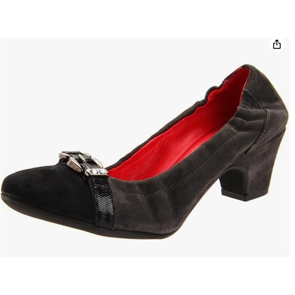 NEW Amalfi by Rangoni Suede Leather Gray Black Heeled Ballet Flats 7M - Picture 1 of 7
